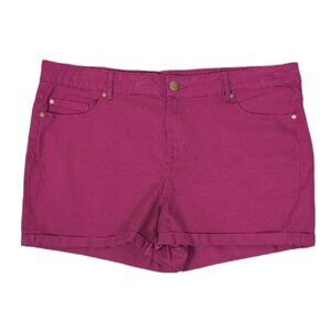 💠 George Denim Shorts Womens Size 14 Short Cuffed Hem 3" Fuchsia Stretch